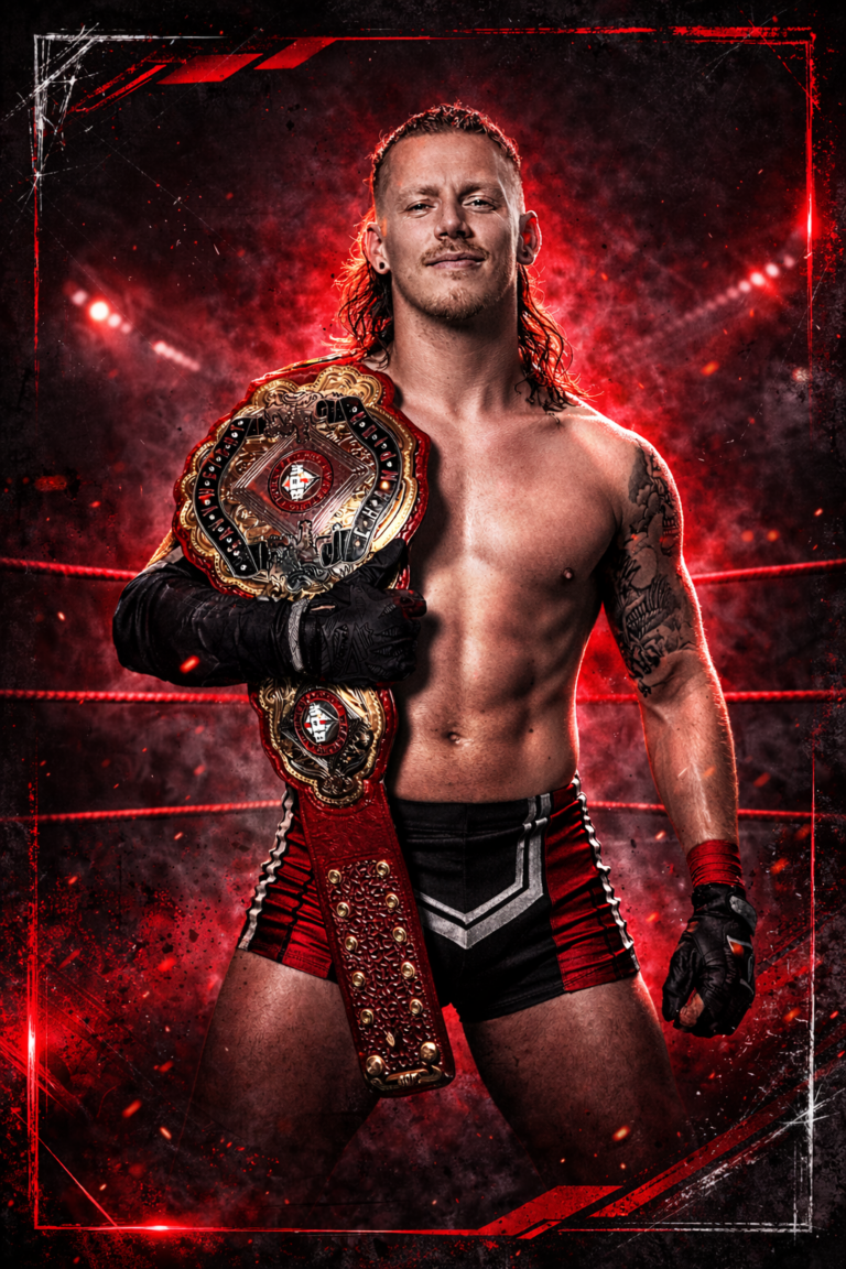 Wrestler Jay Vertigo with the BPW Championship